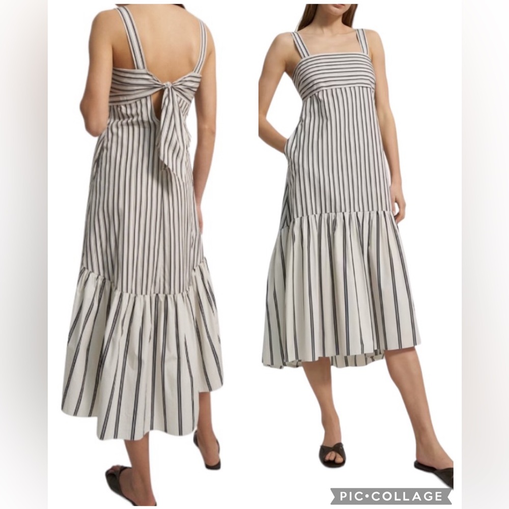 Theory NWT Ventura Cotton Poplin Tie Back Dress Size L